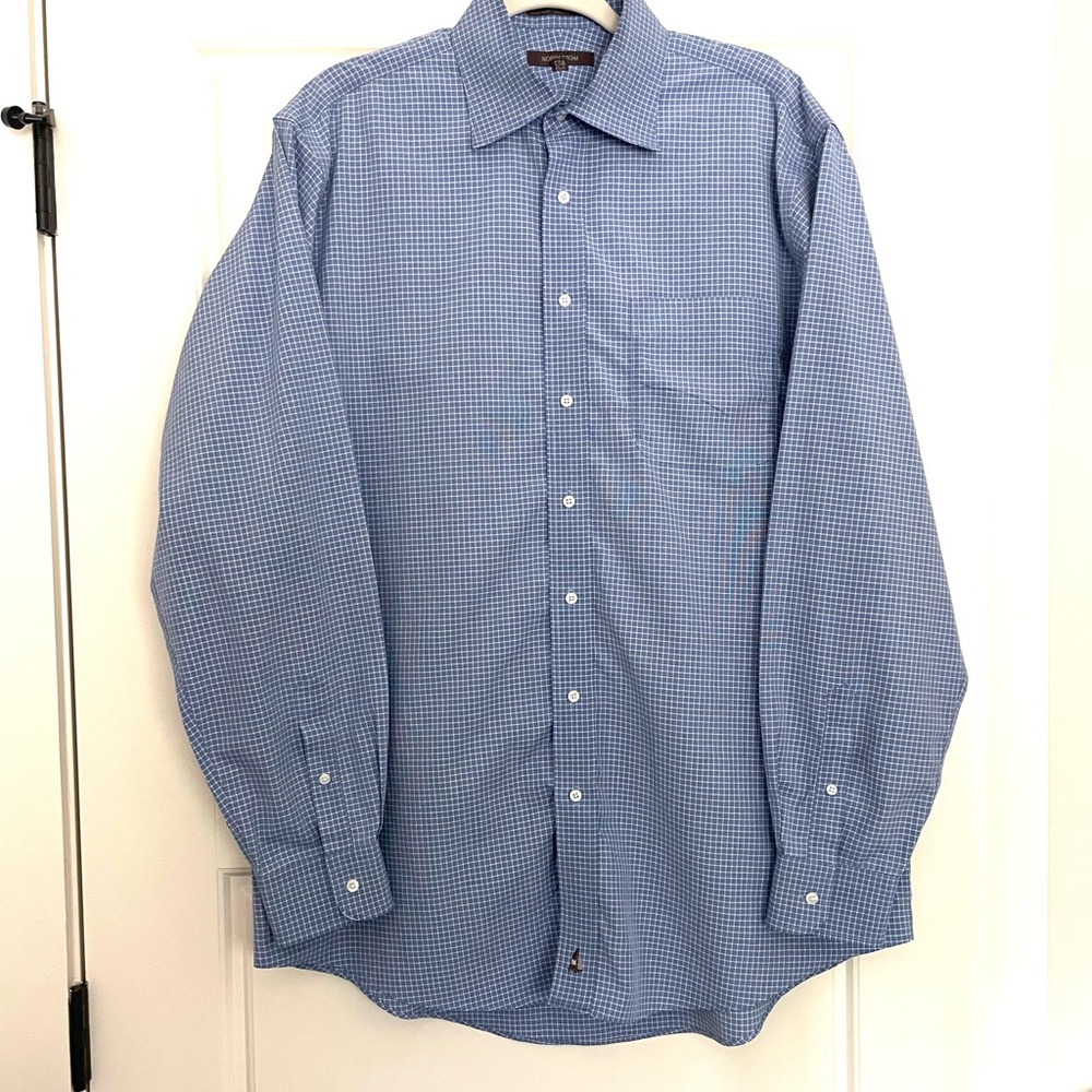 Nordstrom Men’s Dress Shirt - Light Blue White Plaid